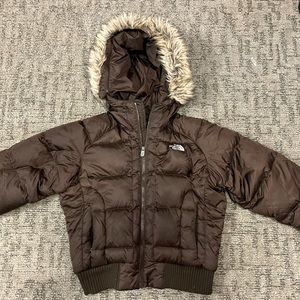 north face brown jacket size womens small